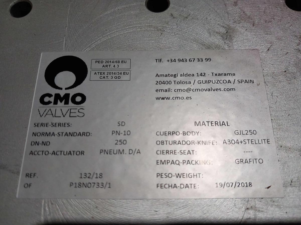 Used Valvulas Borboleta Pneumática CMO Valves DN-250