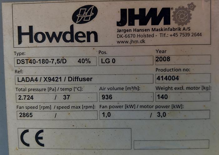 Used Ventilador Howden 3kw