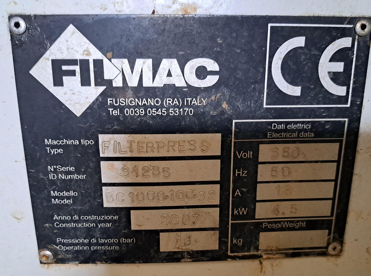 Used Filtro prensa 50 placas FILMAC