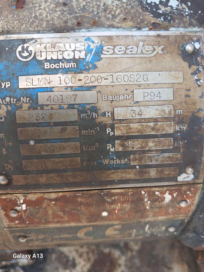 Used Motor com bomba Klaus Union SLMN-100-200-160 SZG
