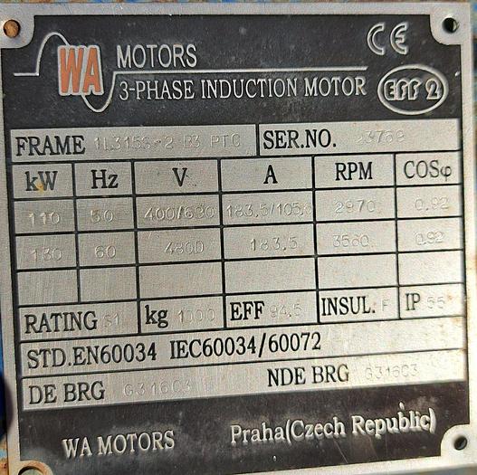Usado Ventilador WA MOTORS de 110 kw