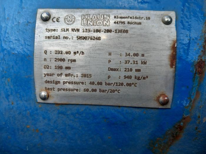 Used Pump Klaus Union SLM NVN-125-100-200 13E08