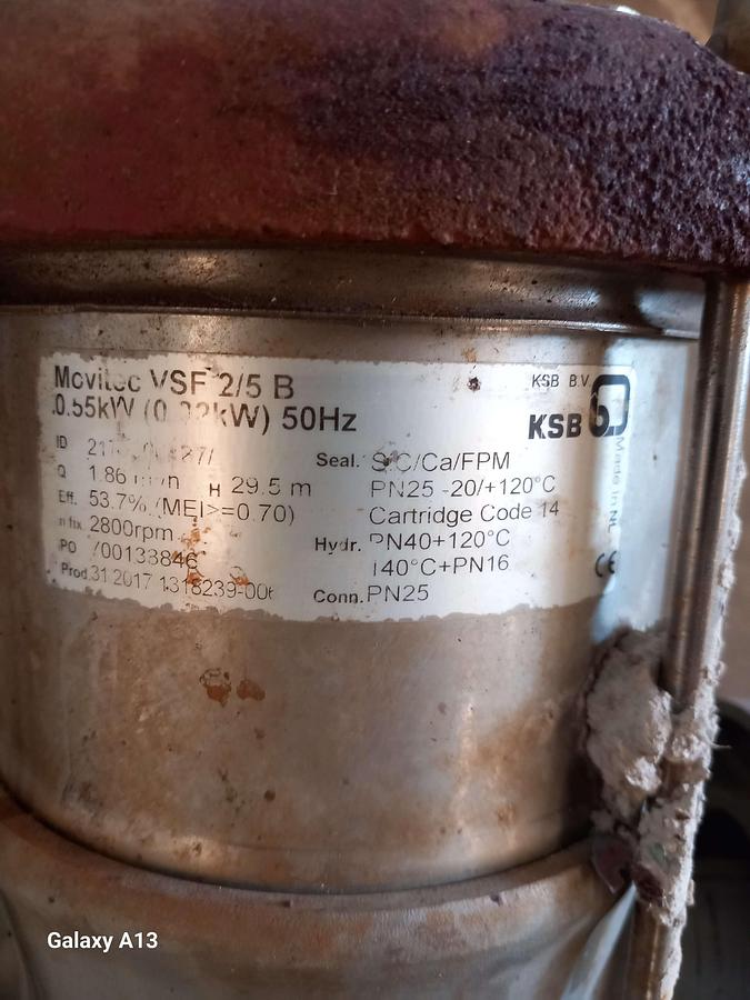 Used Motor con bomba KSB Movitec VSF 2/5 B