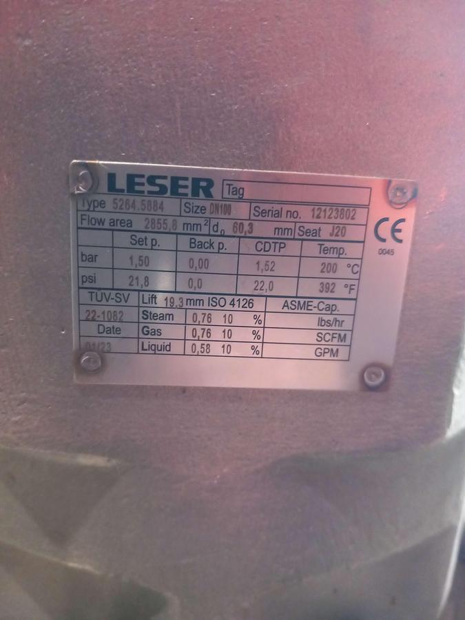 Used Valvula de segurança flangeada Leser DN100/DN150