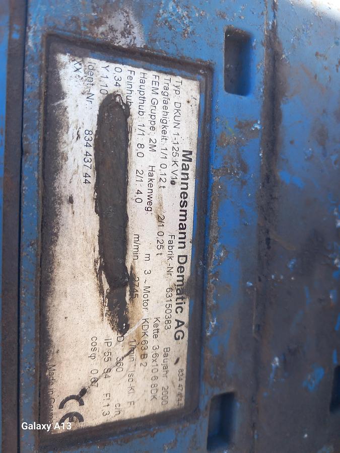 Used Guincho Demag DKUN 1-125K VI de 0,25 Tn