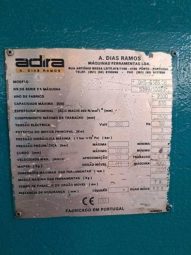 Used Quinadeira "ADIRA" 63 ton x 2500mm, modelo QHS-6325 CB