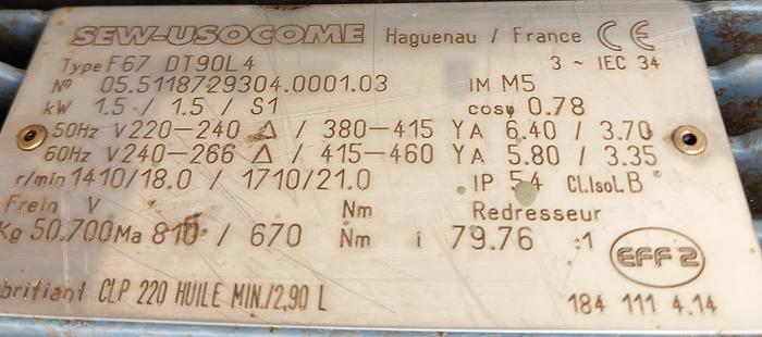 Used Motor Elétrico com diferencial SEW