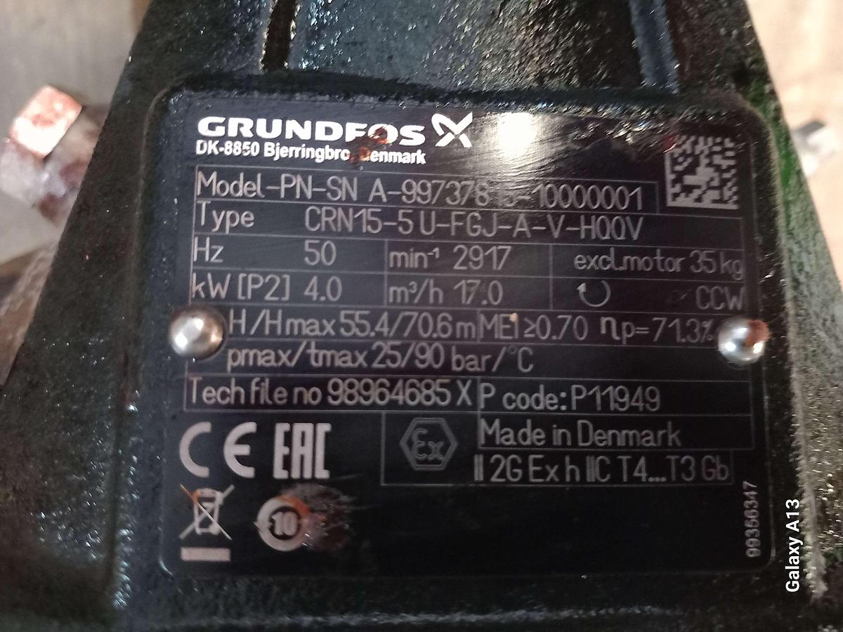 Used Motor con bomba GRUNDFOS CRN 15 5U FGJ A V HQQV