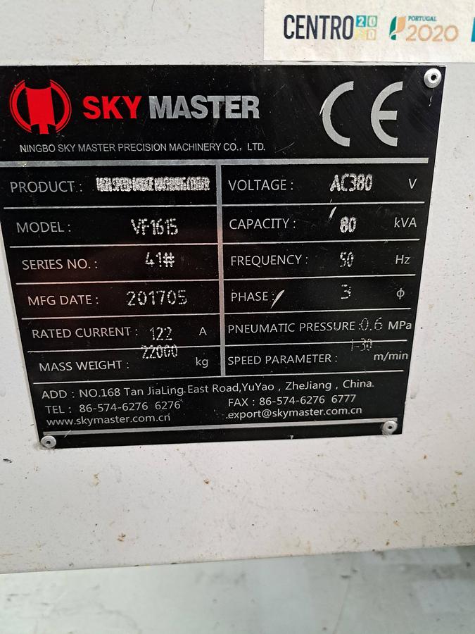 Used 2017 Centro de maquinação Sky Master VF1615