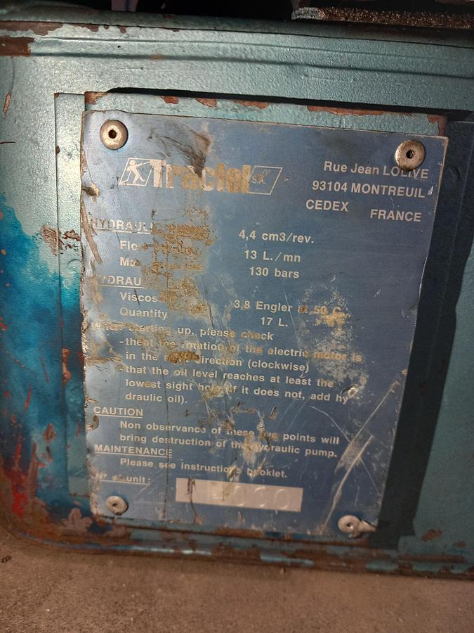 Used Centralina Hidráulica Tractel 2060