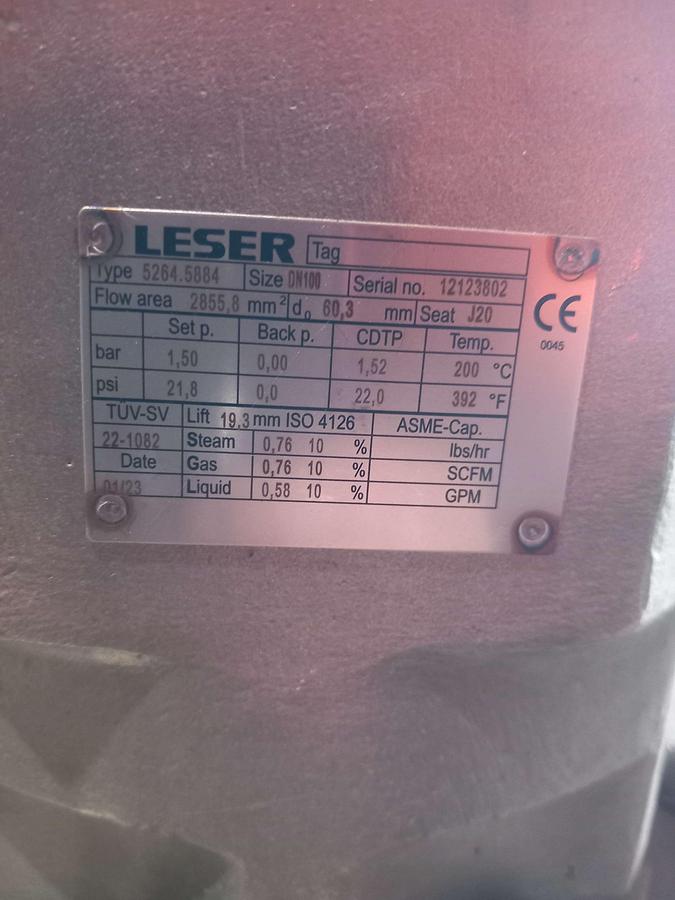 Used Valvula de segurança flangeada Leser DN100/DN150