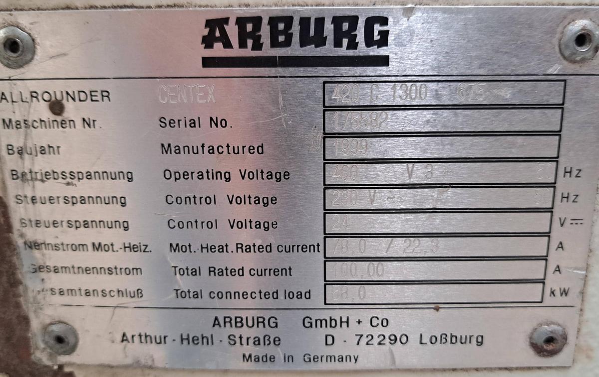 Used 1999 ARBURG 420S 1300-675