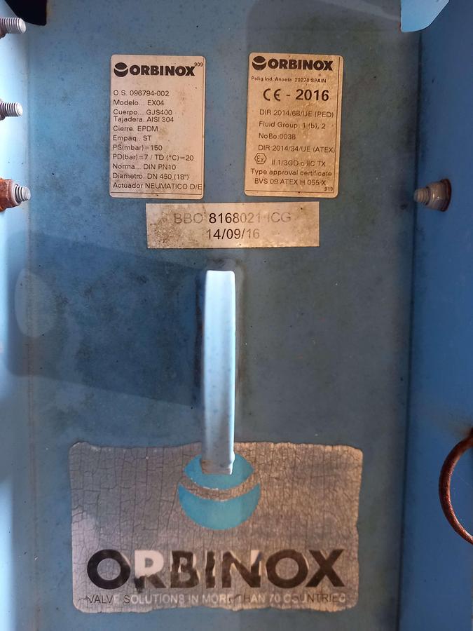 Used Valvulas controlo Pneumática Orbinox EX04 DN-45