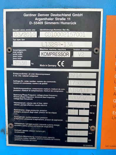 Used 2010 Compair L132 SR- 13A