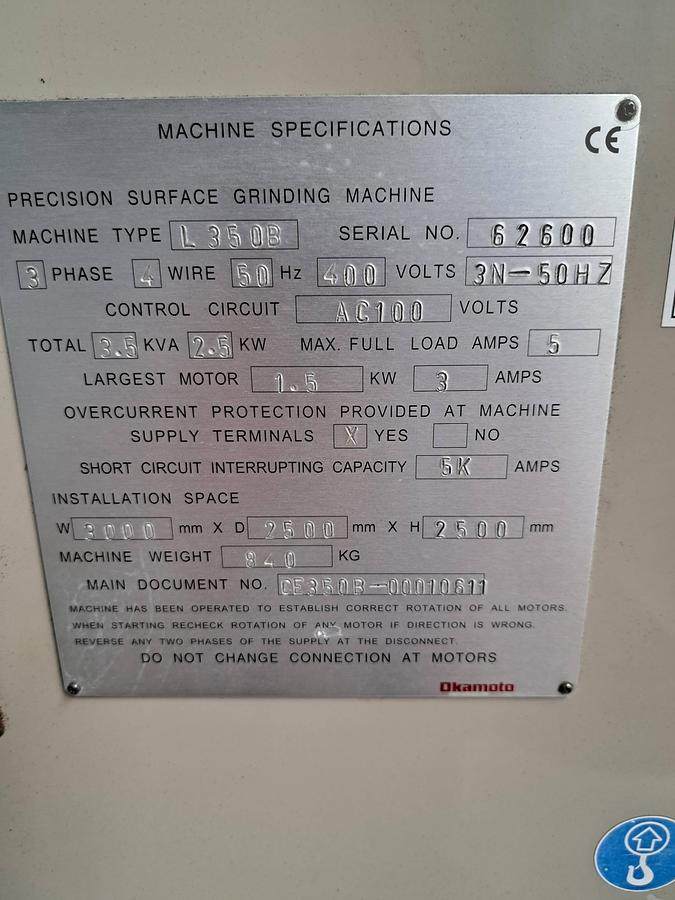 Used Retificadora OKAMOTO L350B