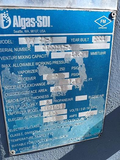Used Tank, 200 Gallon, Propane and Air Mixer, Algas SDI, Model XPV 28-5 C744903