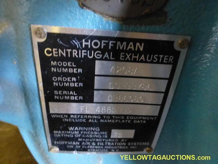 Used HOFFMAN MDL. 4208A CENTRIFUGAL BLOWER BALDOR RELIANCE 40 HP