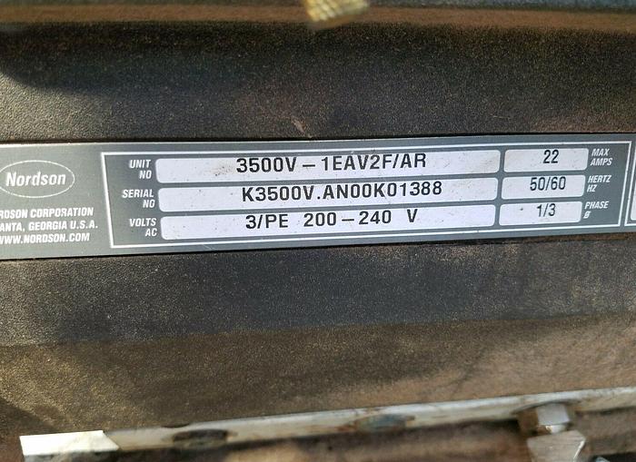 Used Nordson Vista 3500V Glue Unit 200-240V 30A 50/60HZ 1/3PH 90PSI Max