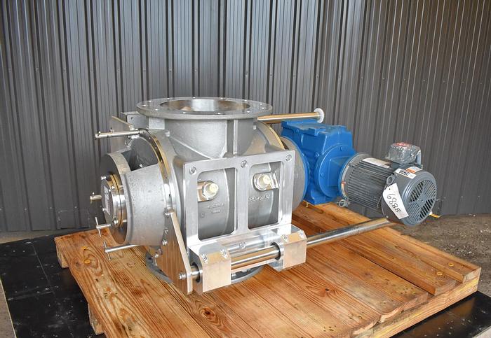 Used USED ROTARY AIR LOCK VALVE, 14'' X 14'', STAINLESS STEEL, UNUSED