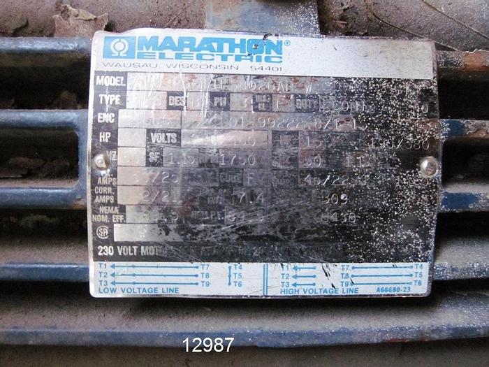 Used Wemco  Recessed Impeller Pump, 3 X 3 X 11, With Marathon Motor, 20 Hp, 1780 Rpm, 460 Volt, Tefc #12987