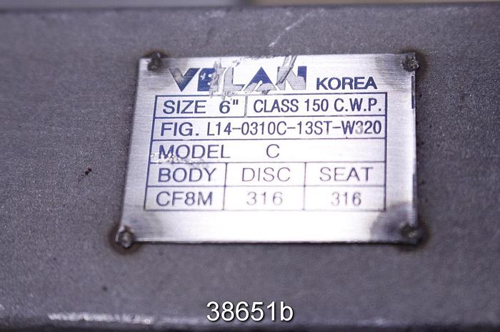 Used Velan C 6" Hand Operated Knife Gate Valve #38651