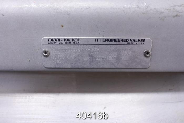 Used Fabri 12" Hand Operated Knife Gate Valve #40416