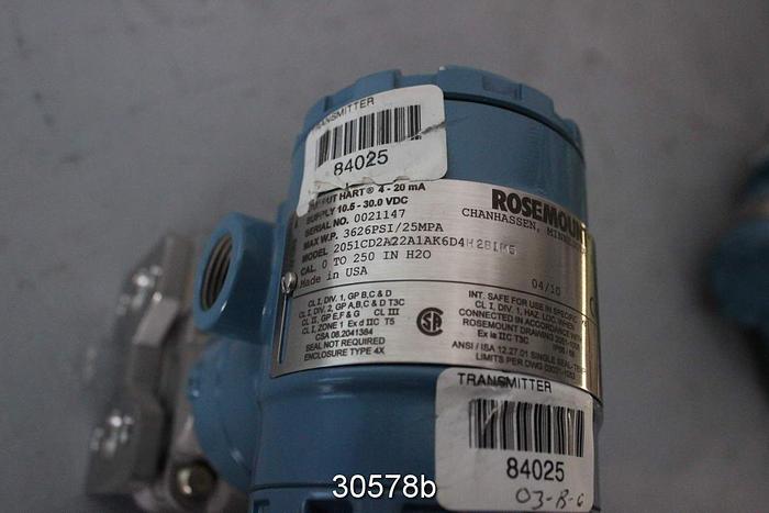 Unused Rosemount 2051CDA02A1AK6D4H2B1M5 Pressure Transmitter #30578