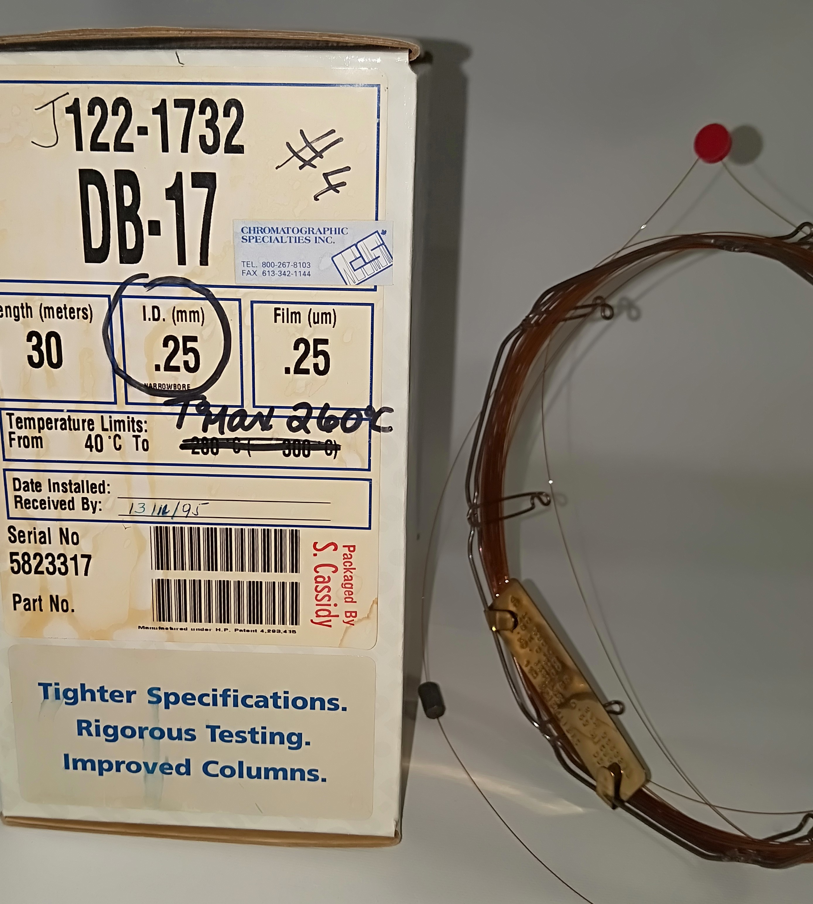 New Open Box J&W DB-17 (122-1732) Capillary Column - 30M x 0.25mm x 0.25µm