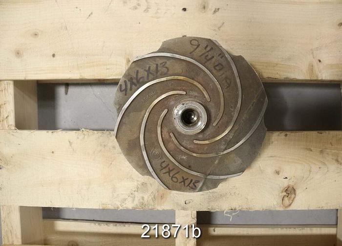 Used Goulds 3196 Impeller, 9.25", 6-Vane, Casting No.: 54612 (For 4x6x13 Pump) #21871