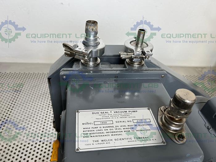 Used Welch 1402 DuoSeal Belt-Driven Rotary Vane Vacuum Pump 115/230V