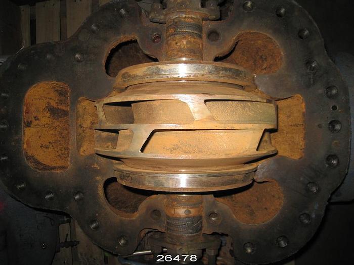 Used Goulds 8X10X12DV Split Case Double Suction Pump, 3405, 8X10X12 With Stainless Steel Impeller, 12" Diameter Impeller, Split, Staggered And Skewed Impeller, Packing #26478