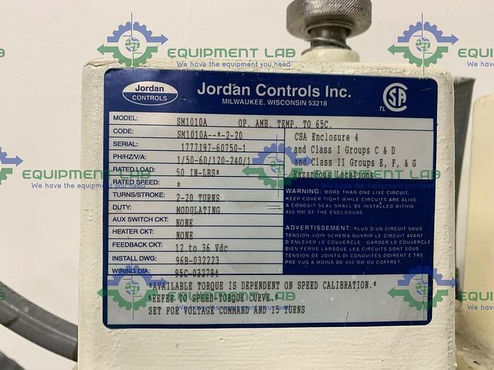 Used Jordan Controls SM1010A Actuators w/ LEWA EK2 Pump & Washdown Duty Motor A2B4BT