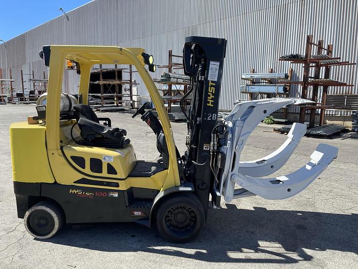Used 10,000 POUND HYSTER MODEL S100FTBCS FORKLIFT WITH 64" DIAMETER CASCADE CLAMP