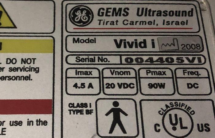 Used GE Vivid i Ultraschallsystem mit Kardio Sonde Software Version 2.1.16 auf GE Vivid i Trolley