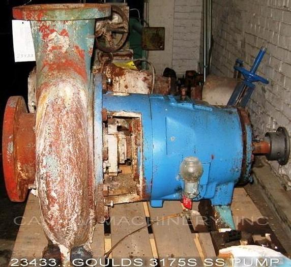 Used Goulds 3175 Pump, 3175S, 8X10X18, 4-Vane Impeller, 18" Impeller Diameter, Ductile Iron Casing, Stainless Steel  Impeller, Stainless Steel Stuffing Box, Ductile Iron Suction Side Plate, Mechanical Seal #23433