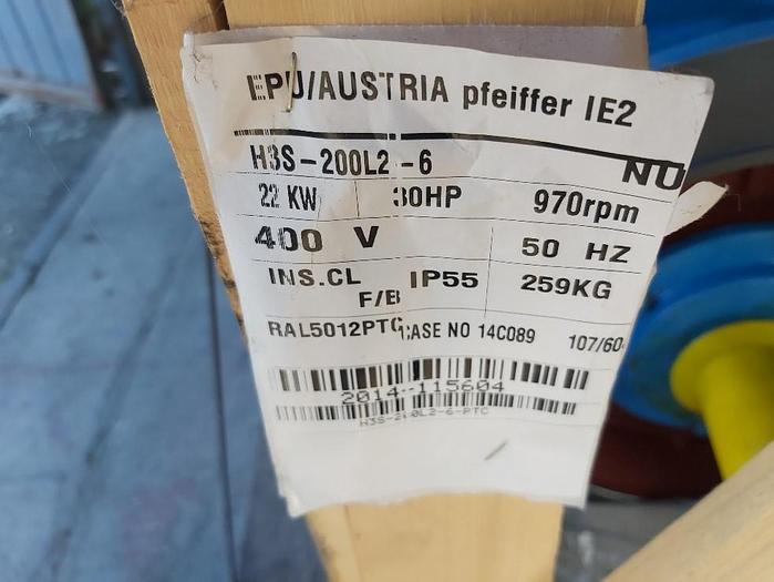 Elektromotor mit Flansch und Fuss, H3S-200L2-6-IE2, 22KW, 980 rpm, Pfeiffer, neu -50%
