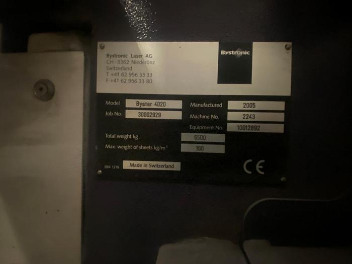 Used 2005 Bystronic Bystar 4020 5200W CO2 Laser