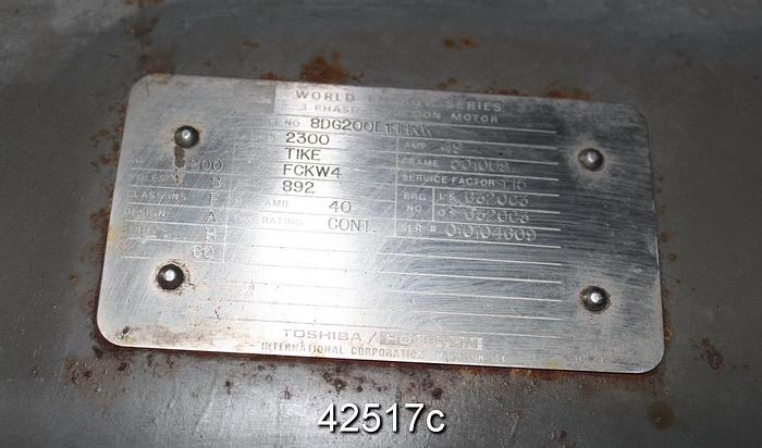 Used Toshiba 8DG200L1HH A/C Motor, 200 Hp, 900 Rpm, 5010US Frame #42517