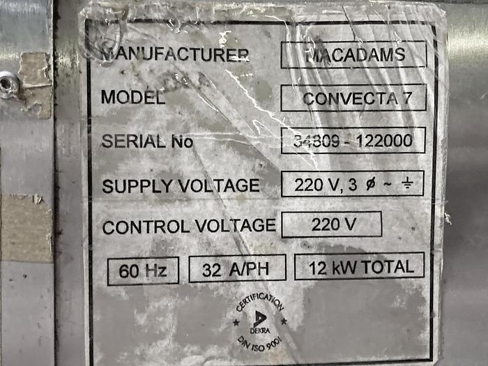 Used USED MacAdams Convection Oven/Proofer Combination, Models CONVECTA7 and CONVECTA7-PROVER