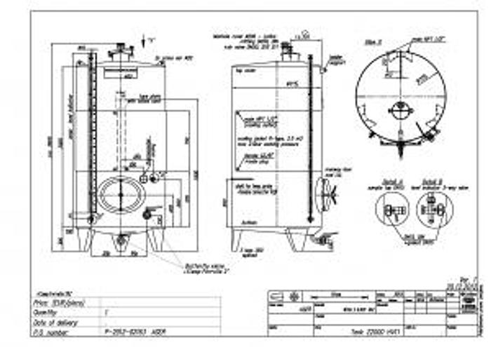 New Stock Letina 528 gal/2000L Closed Top Jacketed Storage Tank