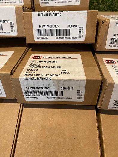 Cutler-Hammer Series C Ind Circuit Breaker 1 Pole 80 Amps 240 VAC Model: FWF1080LM05