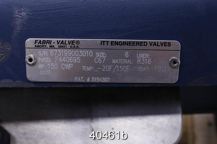 Used Fabri 6" Hand Operated Knife Gate Valve, Stainless Steel #40461