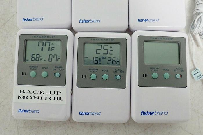Used Lot of 6 Fisher Scientific 15-077-8D Traceable Memory Monitoring Thermometers
