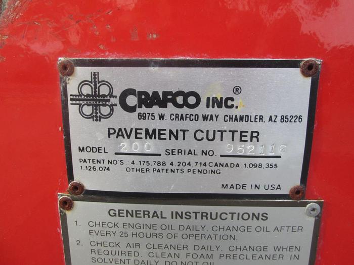 Used Crafco 200 Pavement Cutter