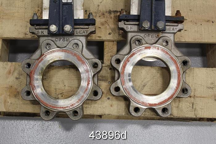 Used Fabri-Valve 4" Hand Operated Knife Gate Valve, CF8M Body #43896