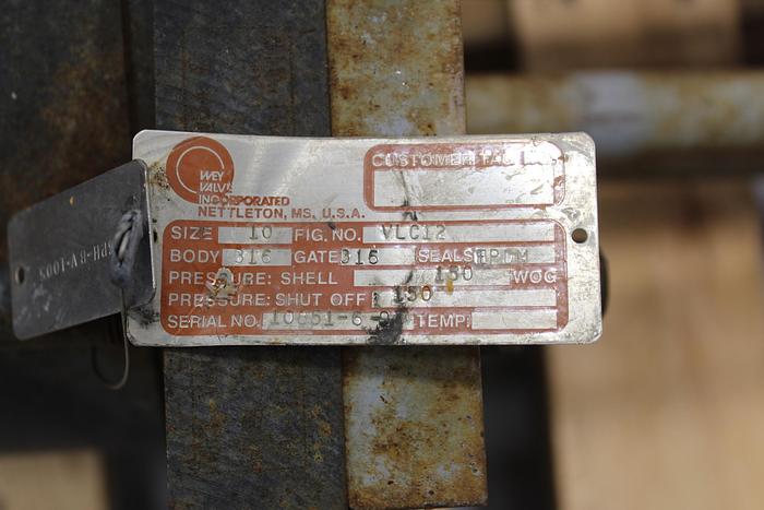 Used Wey Valve 10" Air Operated Knife Gate Valve, Stainless Steel Body #43927