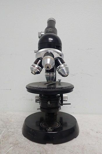 Used Carl Zeiss POL Monocular Microscope with 4 POL Objectives