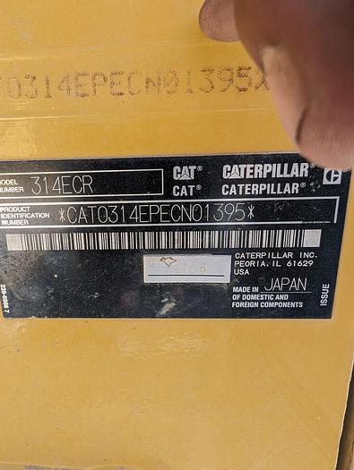 Used 2018 Caterpillar Excavator 314ECR Excavator