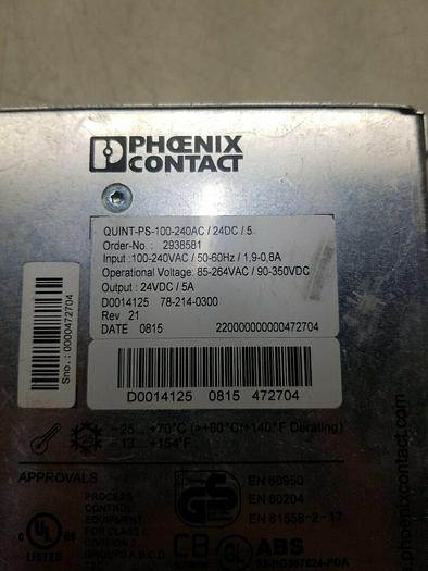Used PHOENIX CONTACT QUINT-PS-100-240AC/24DC/5