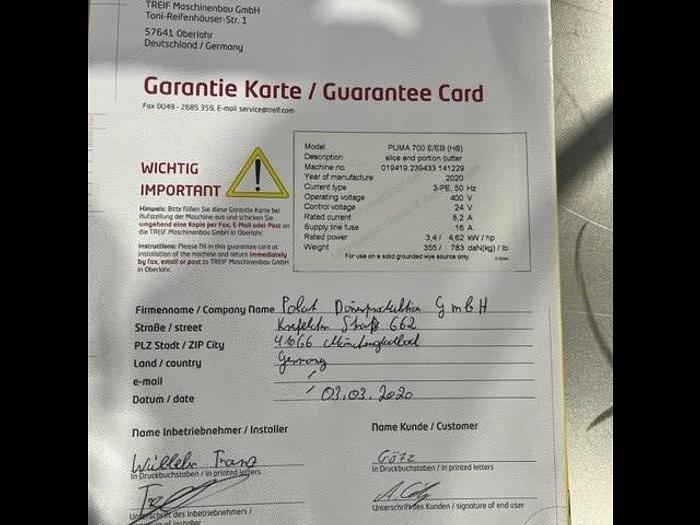 Used Treif Puma 700 E almost new condition